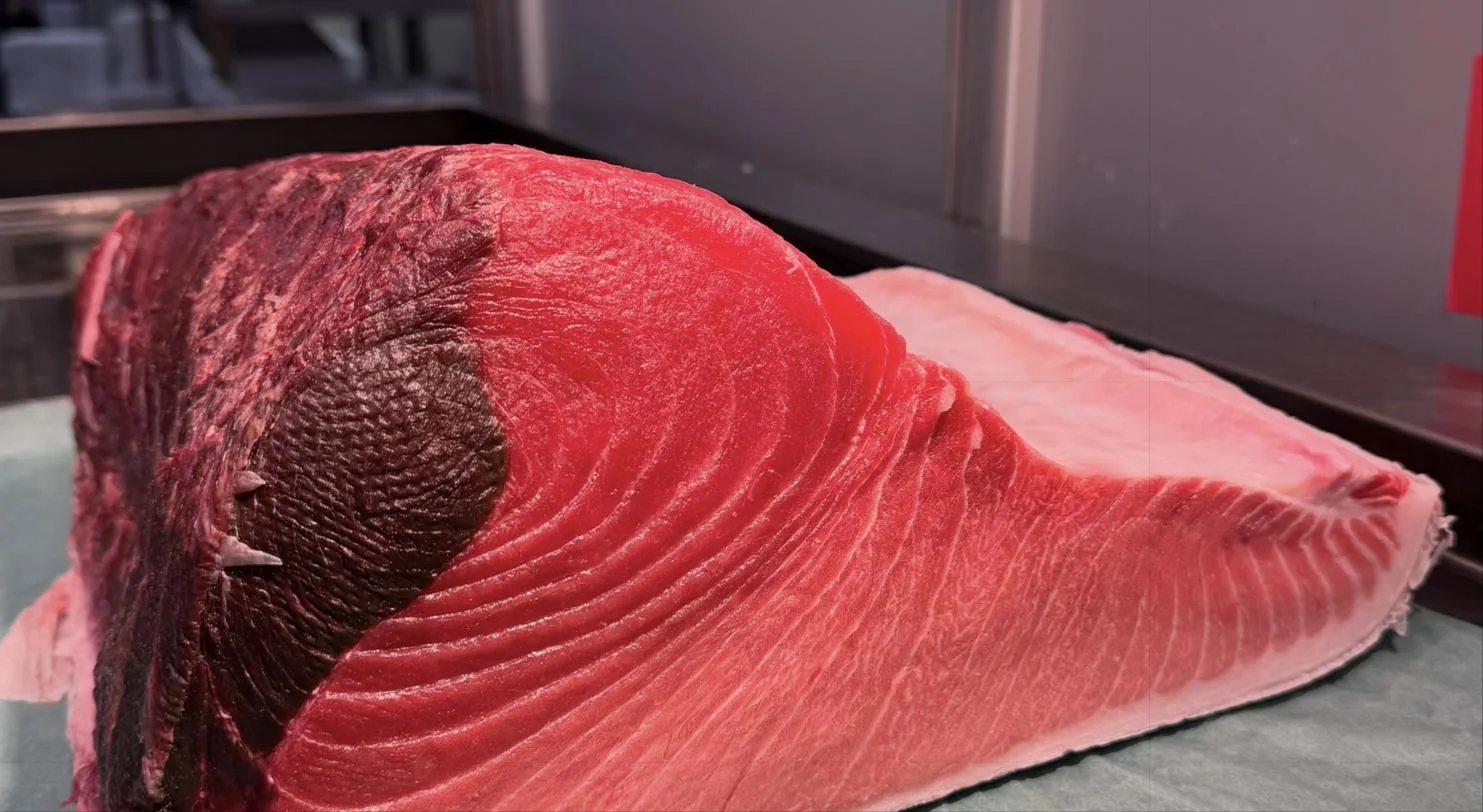 Bluefin tuna loin at Toyosu market